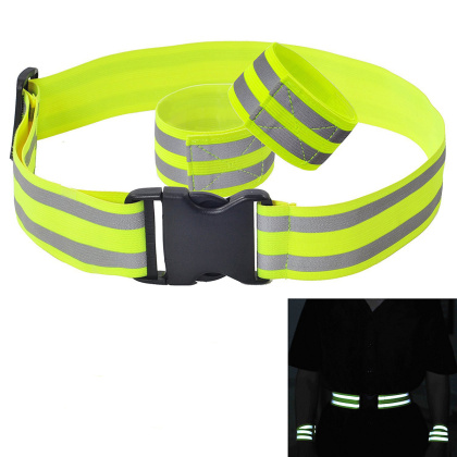 Set: Reflective elastic belt + 2 reflective bands – two reflective stripes – for runners and pedestrians